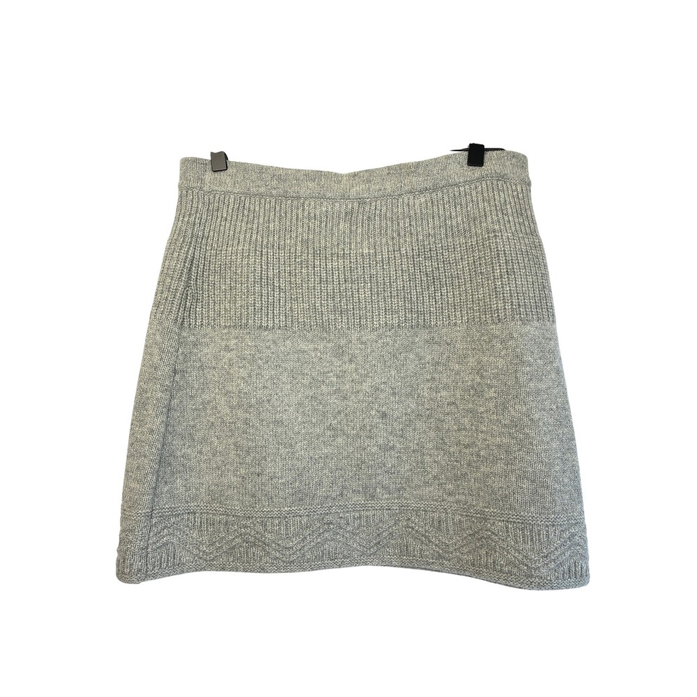 Woolrich Lambswool Blend Knit Mini Skirt Preppy Academic Gray Heather Size M